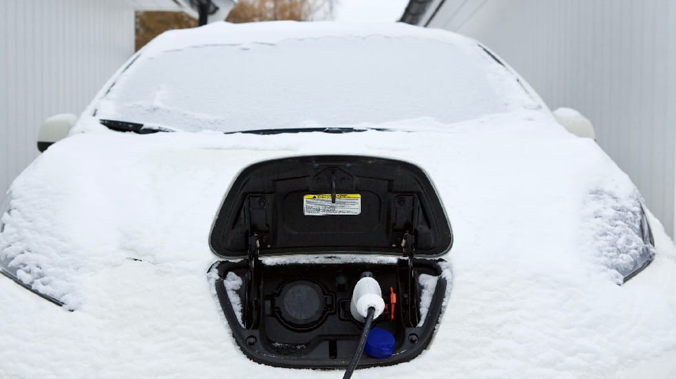 snow covered ev charging